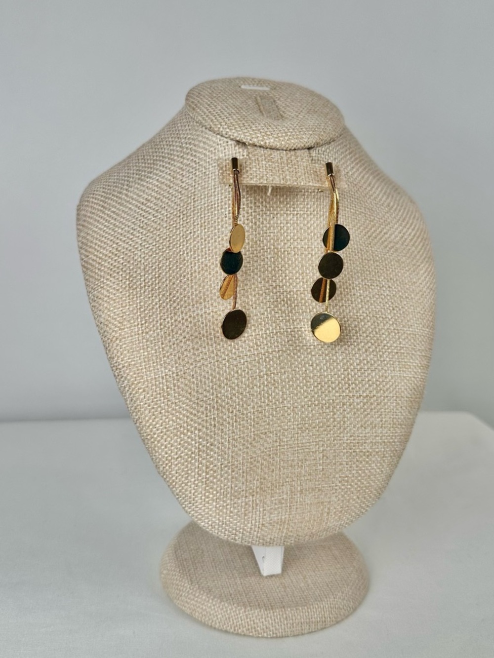 Fashion Jewelry, Dangle Drop Earrings, Gold Plated, Circle